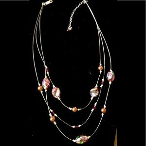 Illusion necklace with glass beads 925 sterling